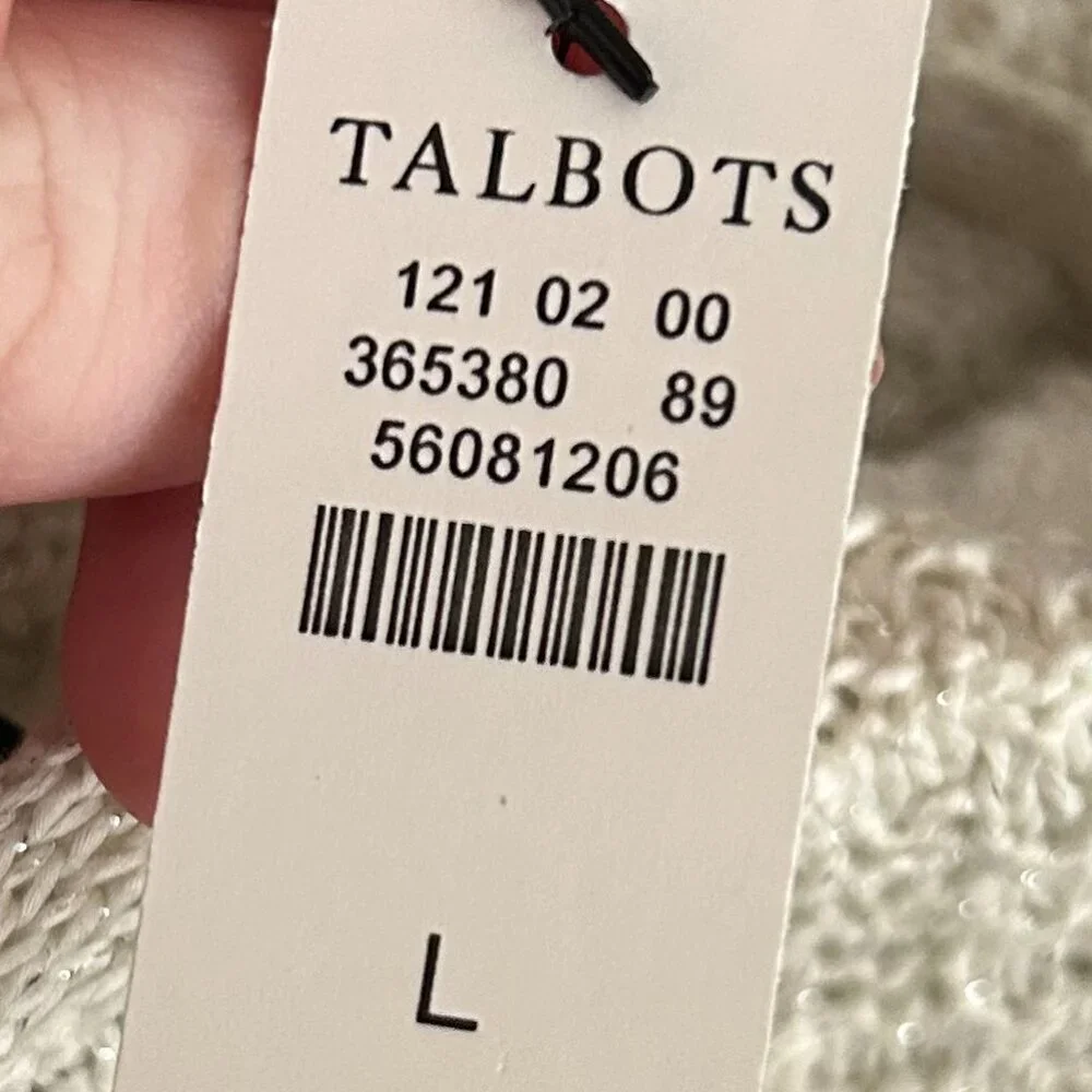 NWT Talbots Women's Textured Metallic Cream Knit Cardigan Coat L